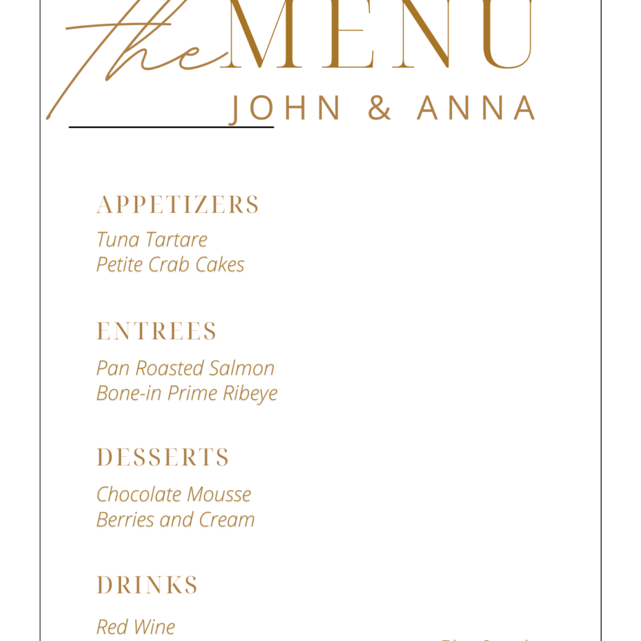 MENU | Ian - Mrs Ruths Brides